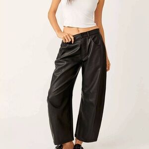 Good Luck Vegan Leather Barrel Pant